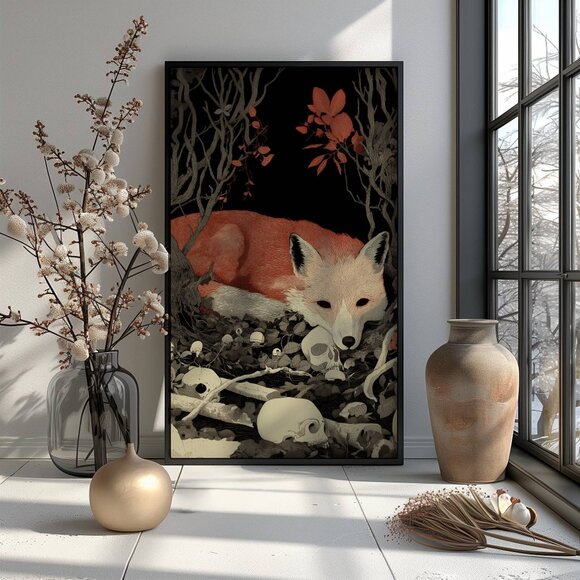 Original Red Fox With Skulls Art Print + Digital Copy - Picture 2 of 10